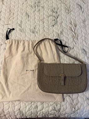 BY FAR Taupe Croc-Embossed Miranda Bag